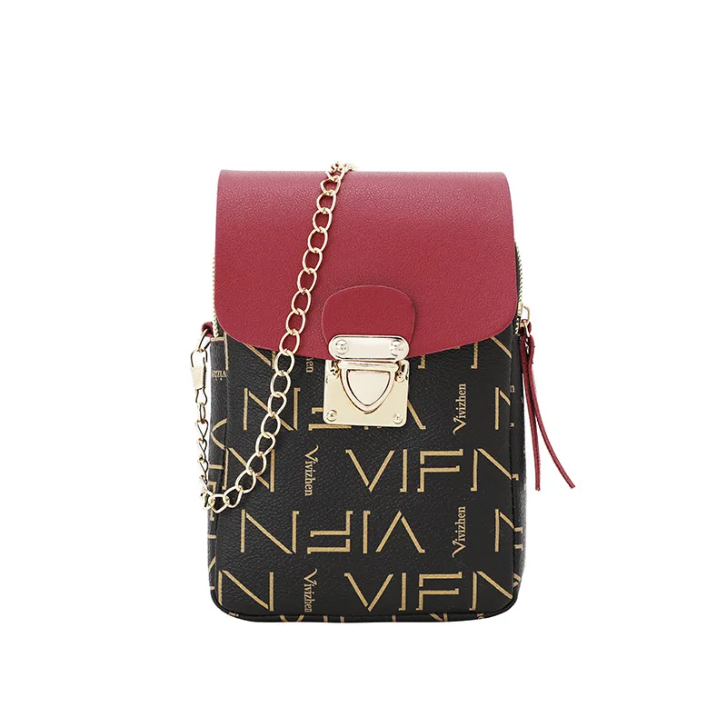 

2019 Women's Luxury Crossbody Designer Bag Wave Korean Version Pink Black Leather Print Mobile Phone Bag Crossbody Shoulder Bags