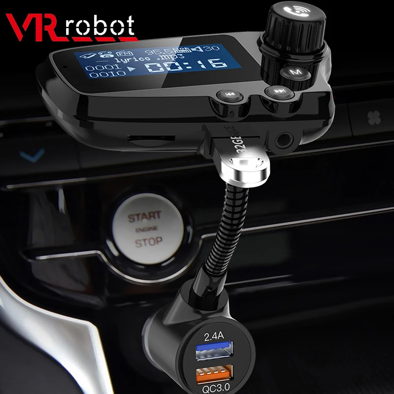 VR robot Bluetooth FM Del Modulatore Del Trasmettitore Auto MP3 Audio Lettore di Rotazione di 360 G