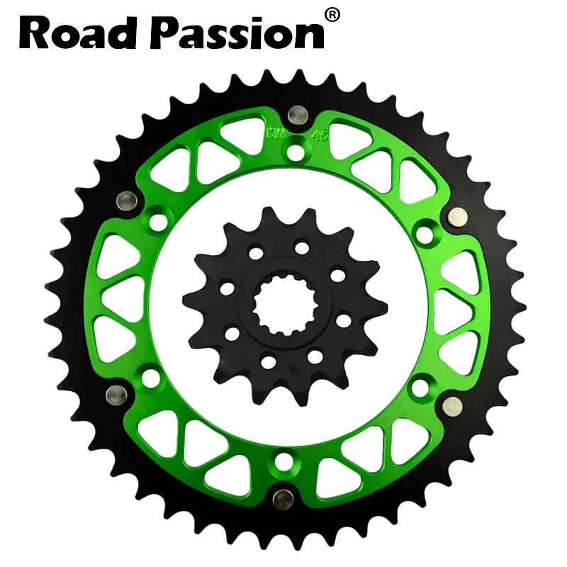 Road Passion Motorcycle Front (13T) + Rear (45 49T 51 52T ) Sprocket / Chain Wheel For KAWASAKI