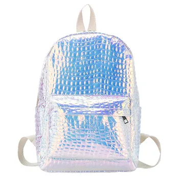 

HTNBO Women Backpack Girls Holographic Backpack Laser Daypack Bag For Teenage Girls Students Stone Pattern School Bag mochila