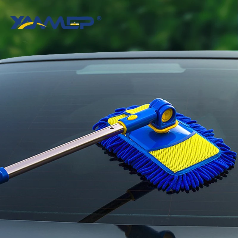 Щетка для мытья автомобиля, чистящая Швабра из синели, метла, телескопическая, с длинной ручкой, инструменты для чистки автомобиля, вращающаяся щетка, автомобильные аксессуары Xammep