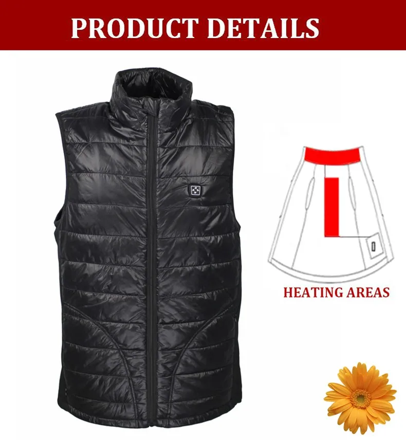 7.4V 4200mAh Electric Heated Vest Men Soft Shell Waterproof Windproof Winter Ski Snow Sportswear Thermal Warm Veste Mens Black NECK BACK HEATED VEST