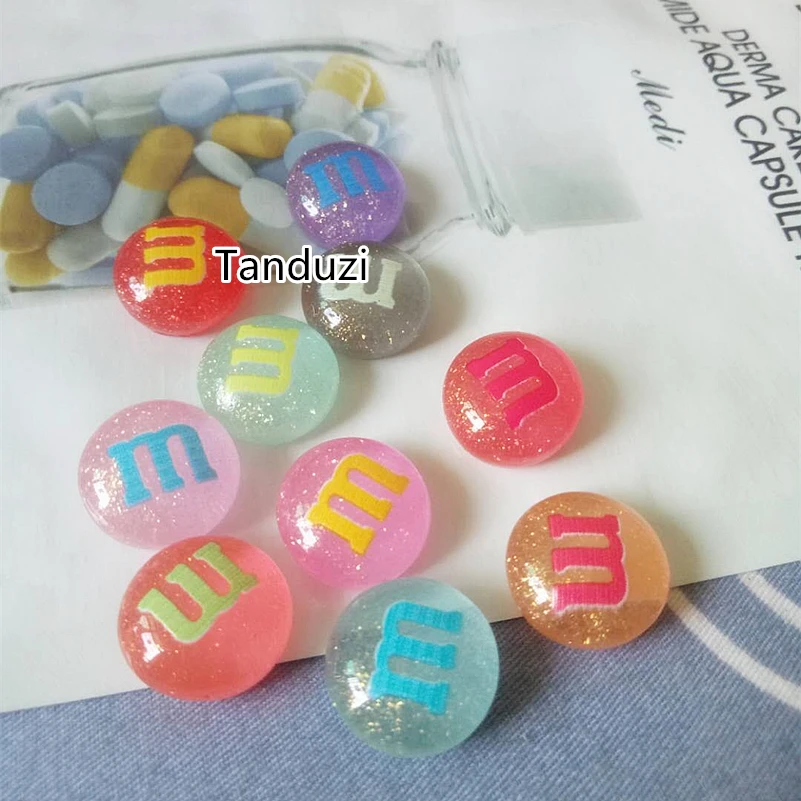 Tanduzi 100 шт. кавайные блестящие полимерные бобы с плоской задней стороной кабошон