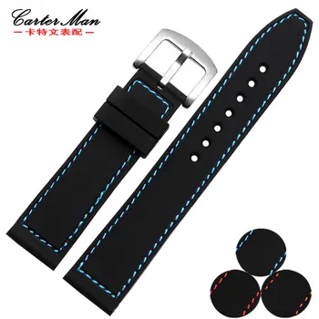 

New Black 20mm 22mm 24mm High quality Silicone Rubber Watchband soft waterproof sport men and women watch Bracelet