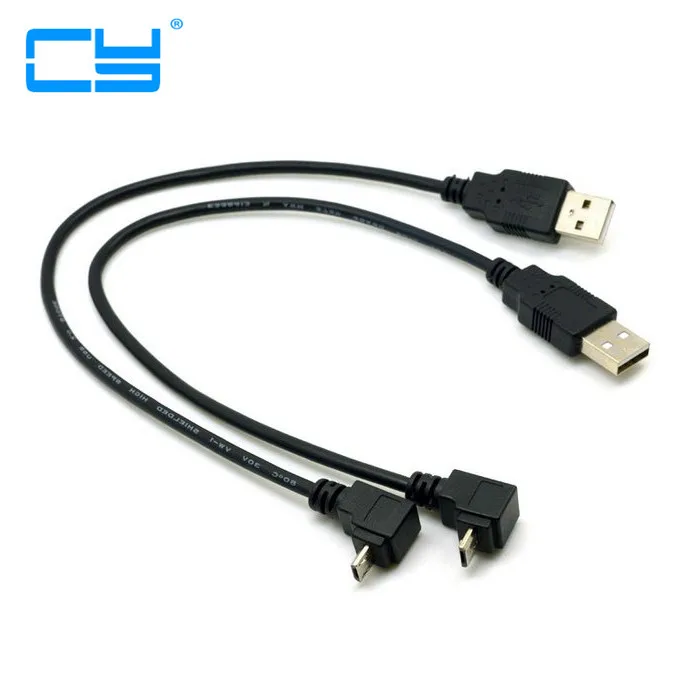 Переходник с USB 2 0 папа на Micro вверх и вниз Угловой кабель 90 градусов 20 см 100 3 фута 5