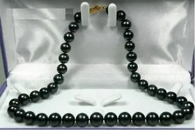 

DD Wholesale FREE SHIPPING > NATURAL GORGEOUS 9-10MM AAA BLACK JAPANESE TAHITIAN PEARL NECKLACE 14KGP 18''