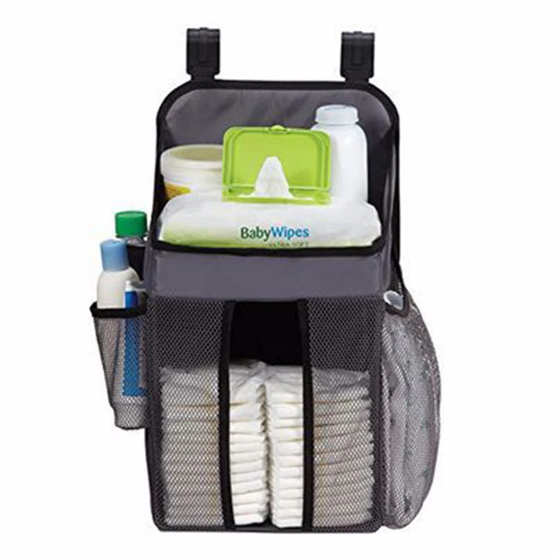 Baby Crib Bumper Hanging Storage Bag Diaper Organizer Newborn Wipes Toy Clothes Sturdy Nursery Pocket Bed Bumper Cradle Bedding