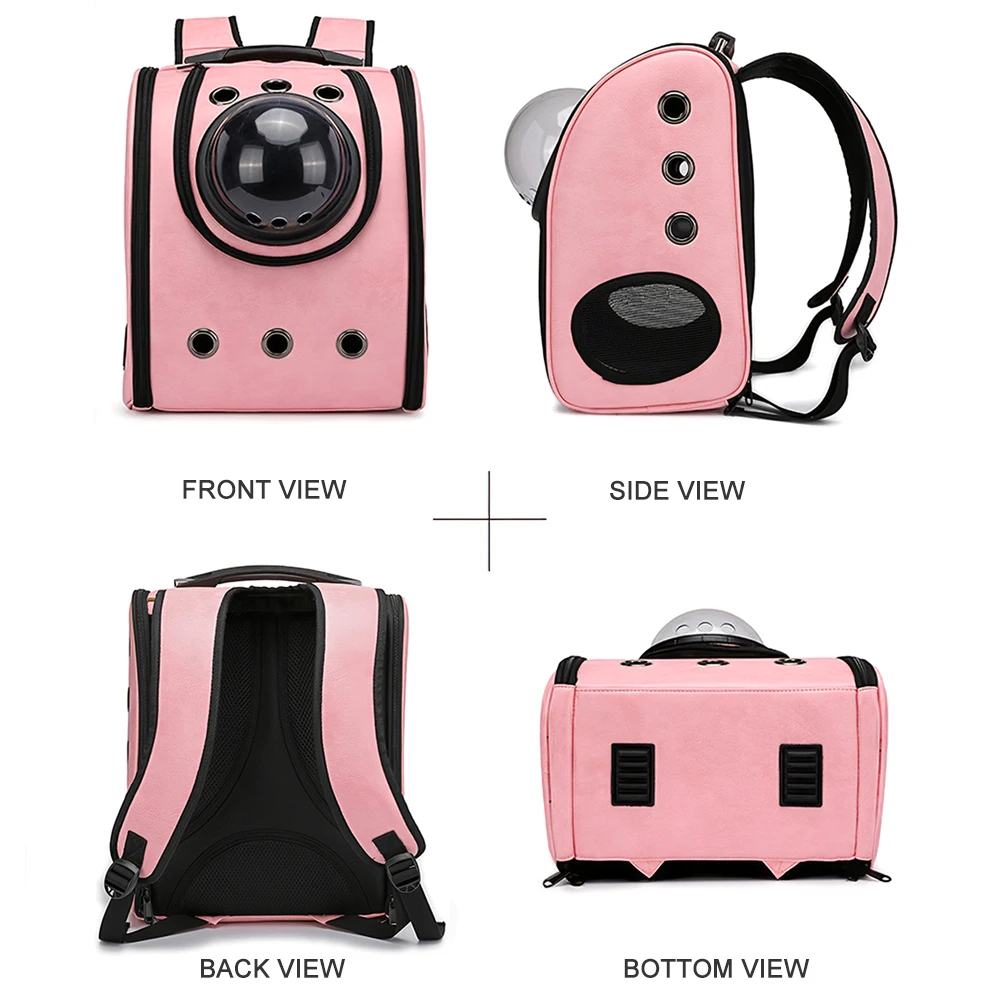 Cat Dog Carrying Cages Pet Carrier Backpack Capsule Dog Carrier PU Leather Transparent Cover Pet Bag for Outdoors Pet Supplies