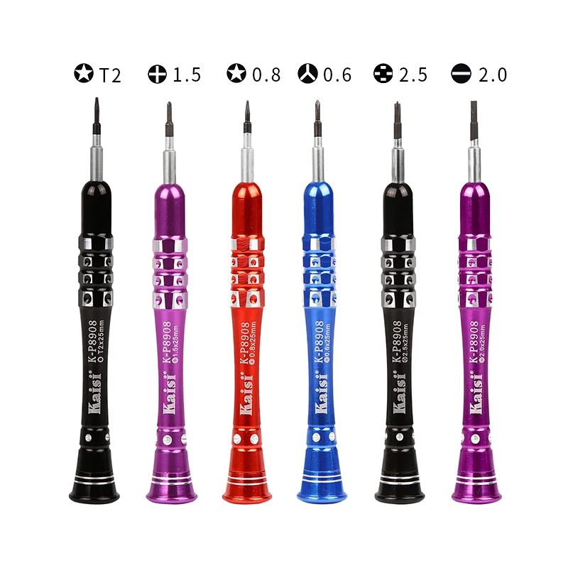 

Kaisi T2/ 1.5 Phillips/ 0.8 Torx/ 0.6 Y-Type/ 2.0 Slotted Precision Screwdriver For iPhone 7 8 Plus Phone Electronic Repair Tool