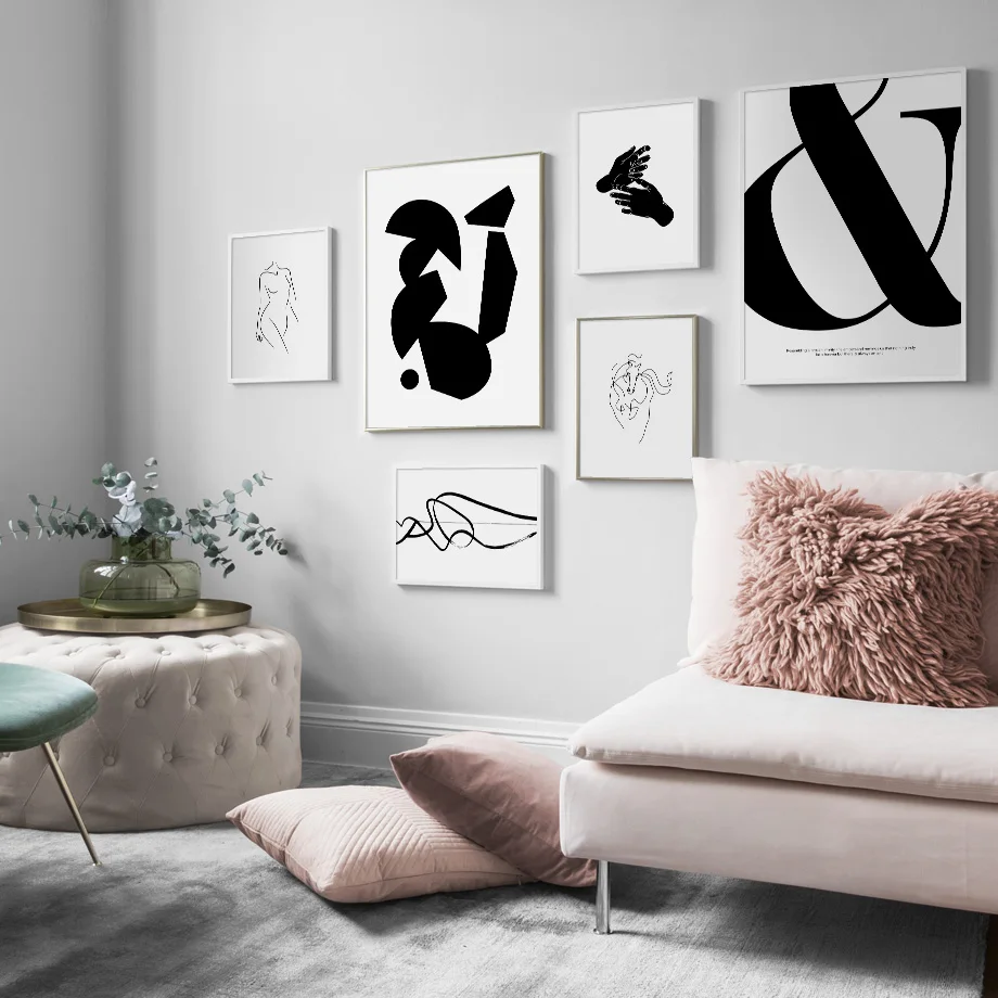Абстрактные животные линии Ampersand боди-арт принты скандинавские плакаты и принты настенные художественные картины на холсте настенные картины для гостиной