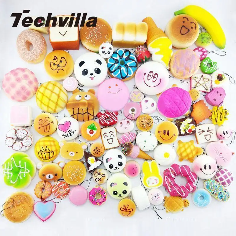 techvilla 30Pcs Simulation Jumbo Medium Mini Squishy Soft Panda Bread Cake Buns Universal For Phone Straps Decor Decoration | Мобильные