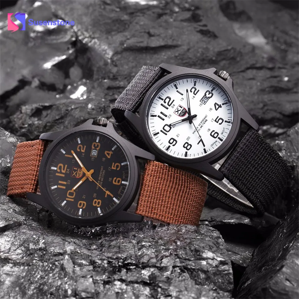 

New Men Date Sport Quartz Watch Army Soldier Military Canvas Strap Analog Watches Sports Clock Wristwatches Relogio Masculino