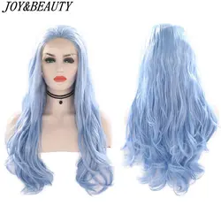 JOY & beauty синтетический парик фронта шнурка Небесно-Голубой красота длинные волнистые высокотемпературные волокна парики шнурка для женщин