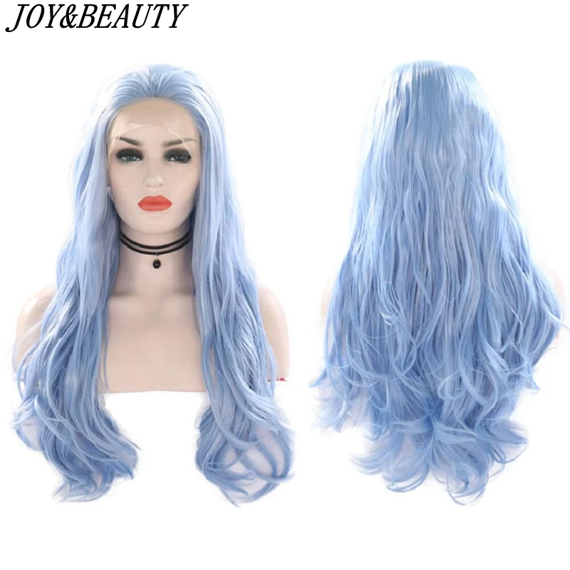 

JOY&BEAUTY Synthetic Lace Front Wig Sky Blue Beauty Long Wavy High Temperature Fiber Lace Front Wigs For Women Wigs