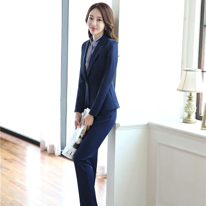 

Autumn Winter Professional Pantsuits For Business Women Work Wear With 3 pieces Jackets + Pants + Vest Blazers Plus Size