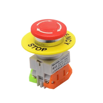

Red Mushroom Cap 1NO 1NC DPST Emergency Stop Push Button Switch AC 660V 10A Switch Equipment Lift Elevator Latching Self Lock