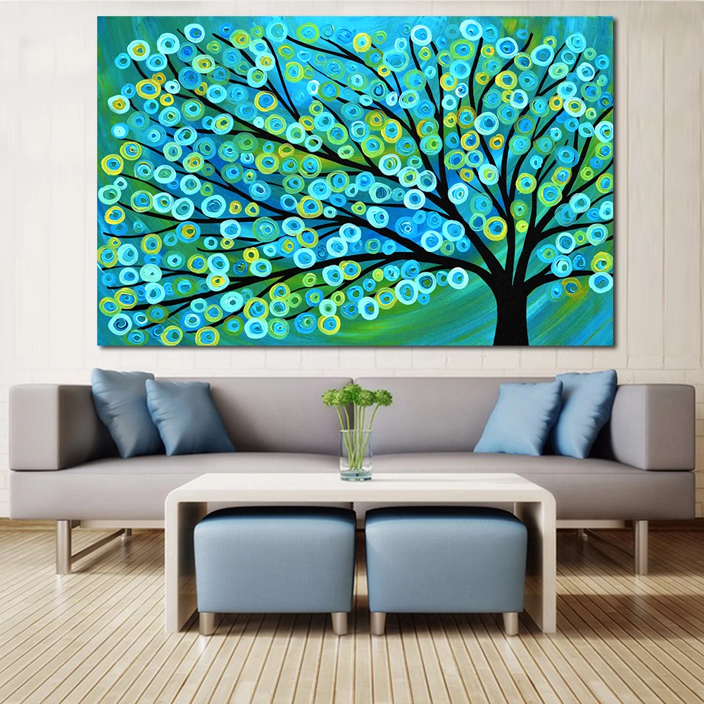 QC1197-Blue Gold Abstract Tree-6