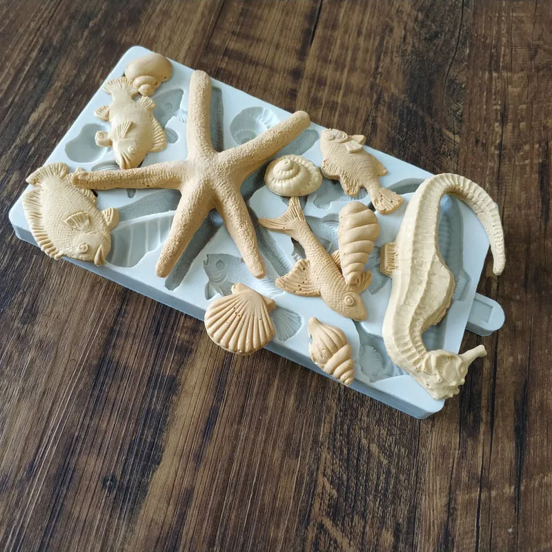 Силиконовые 3D формы для украшения торта в виде русалки морской лошади ракушки
