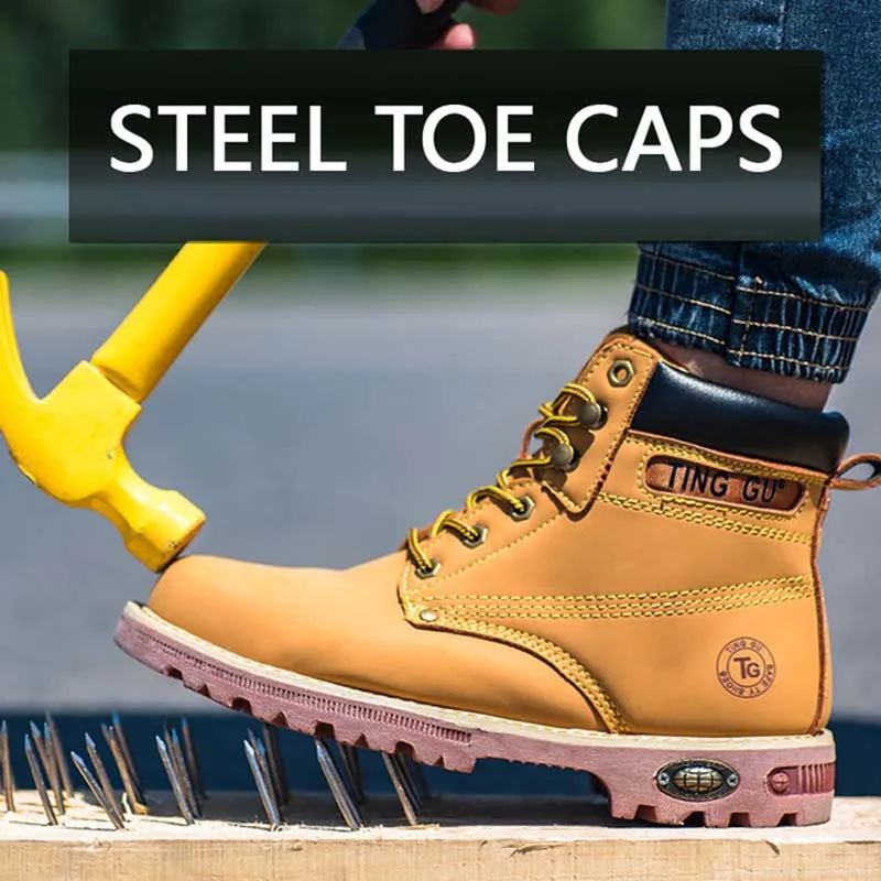 Steel toe cap Safety shoes anti break stab boots high