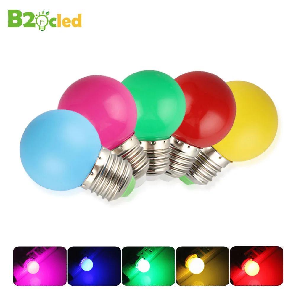 

E27 Red blue green yellow warm white pink LED bubble ball bulb lamp 1W 3W 220v color light lamp Colourful 5 pcs / lot