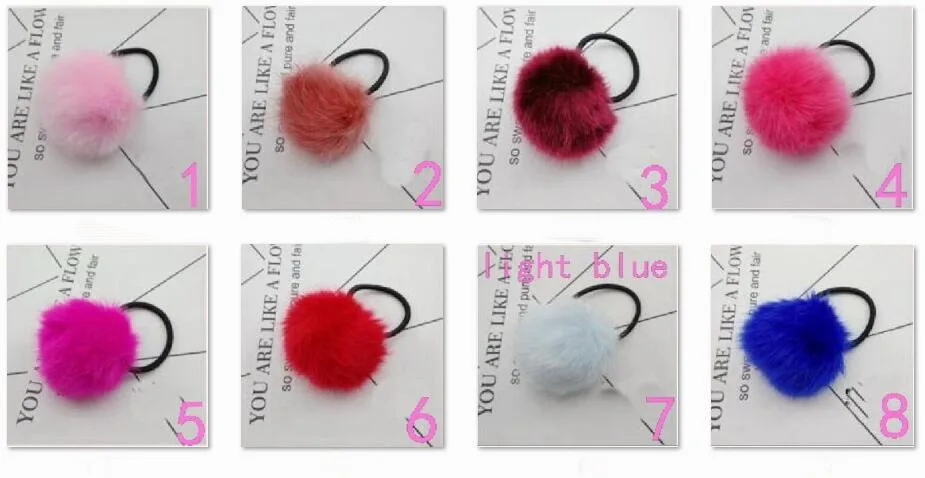 20pcs lady girl Faux Fur Fluffy Ball Pom Pom Scrunchies pompon Elastic Ponytail Holder hair rope hair ties accessories GR102 - Image 5