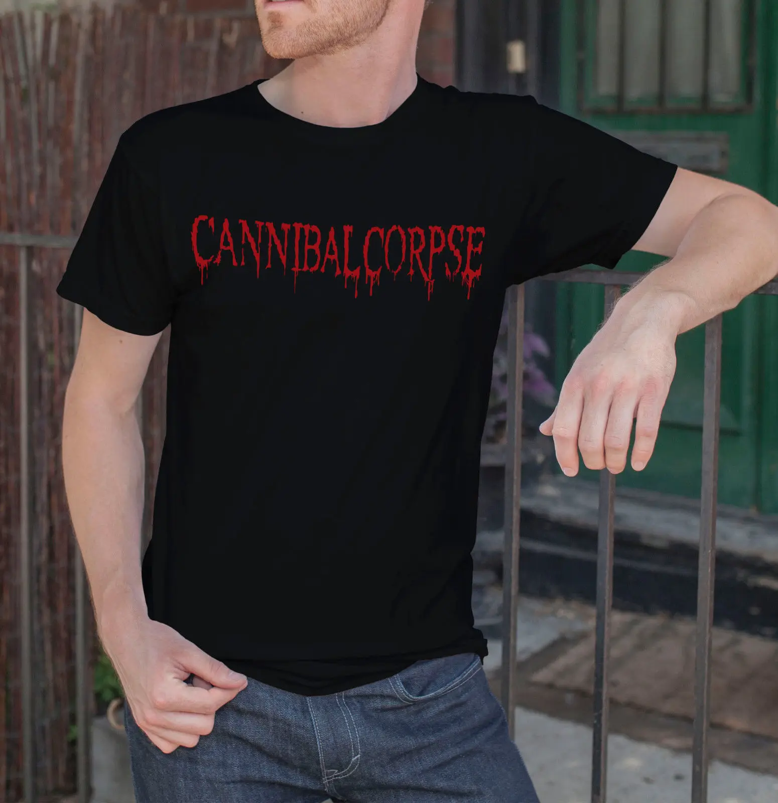 Мужская черная футболка с логотипом CANNIBAL CORPSE металлической лентой размеры S-3XL