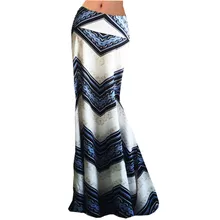 Для женщин Дамы Цыганский, Богемия Длинные Джерси обтягивающая юбка-Макси летние пляжные вечерние дамы юбка летняя верхняя одежда