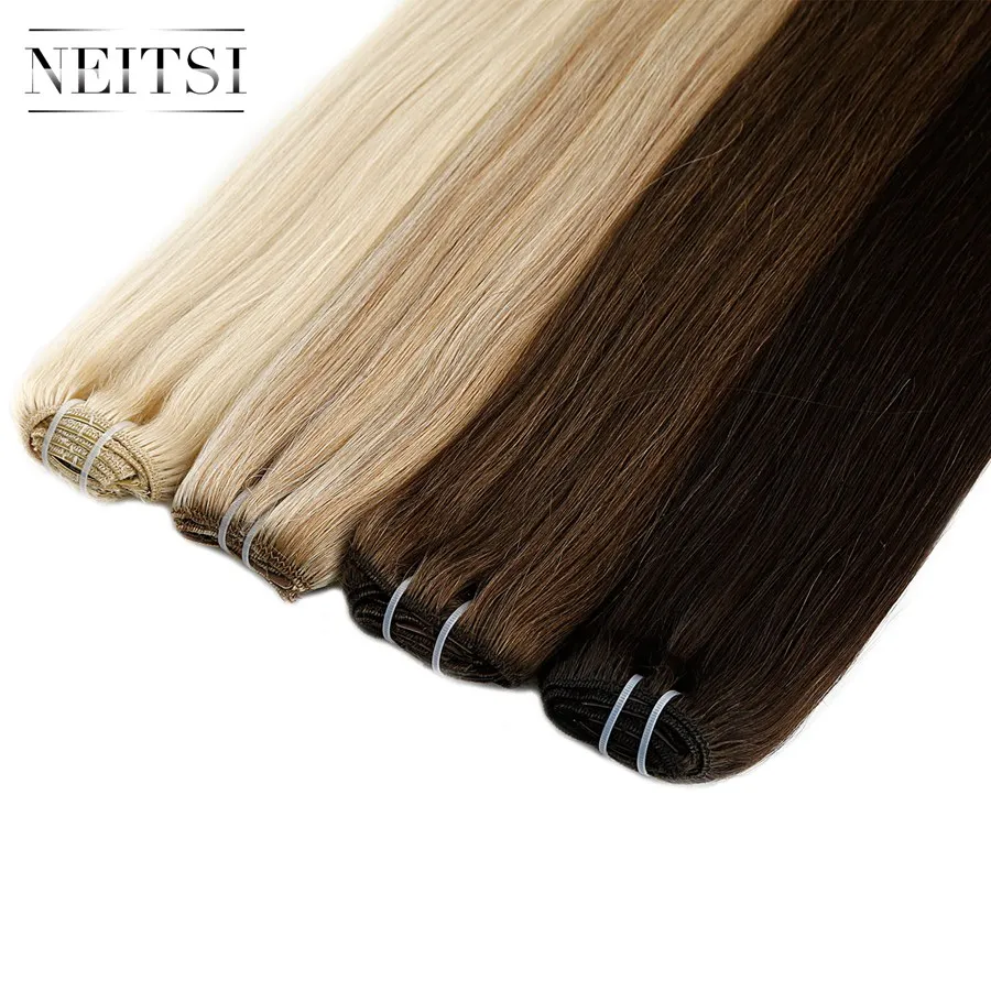 Neitsi Brazilian Straight Clip In Hair Full Head 100% Human Hair Extensions 20" 100g 7pcs 16 clips 10 Colors