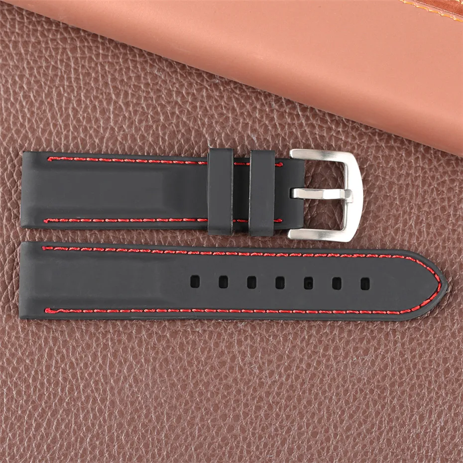 red white line balck silicone watchband10