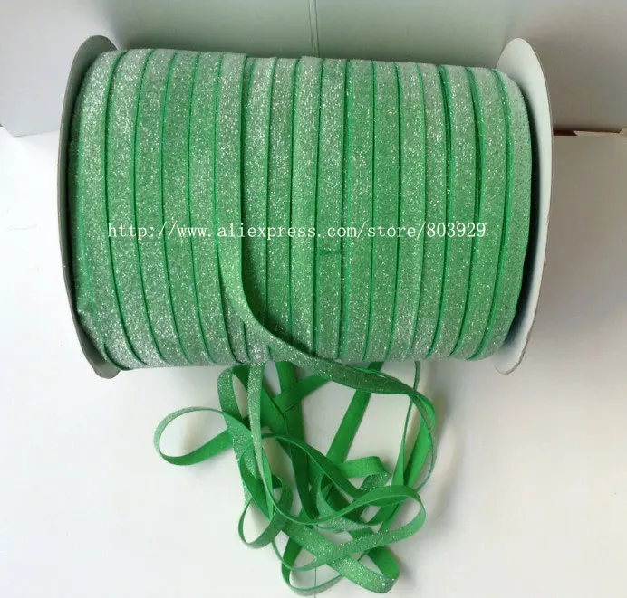 50yards lot Non stretch 1 5 Frosted Emerald Glitter Ribbon