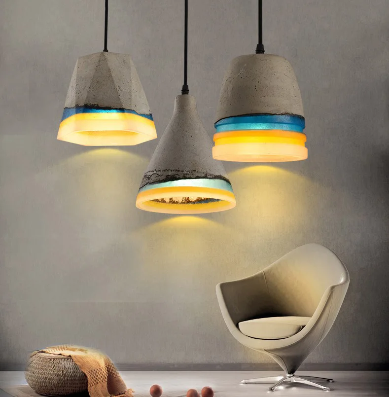 Modern Creative Cement Pendant Light Colorful Resin Concret Pendant Lamp Hanging Indoor Drop Light Personality Pendant Light (22)