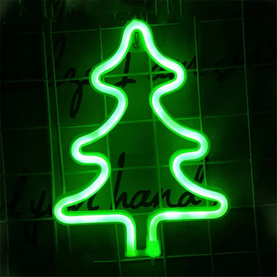 Светодиодный неоновый светильник в виде кактуса, Настенный декор, ночной Светильник s, украшение для дома, вечерние принадлежности, светодиодный декоративный светильник s для рождества и свадьбы - Испускаемый цвет: Green Christmas tree
