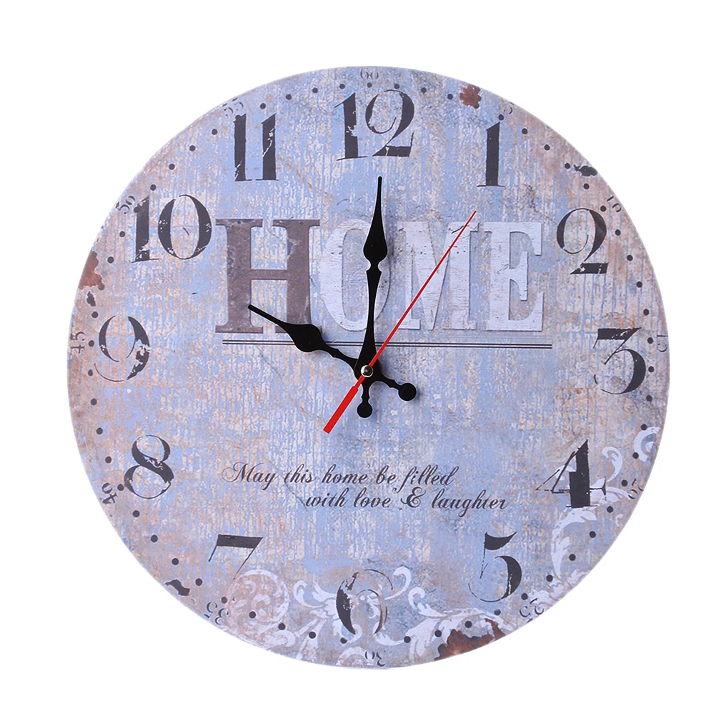 

30cm European Round Shape Wall Clock Retro Bedroom Living Room Decor Hanging Wall Clock Bar Decoration Without Battery - 2#