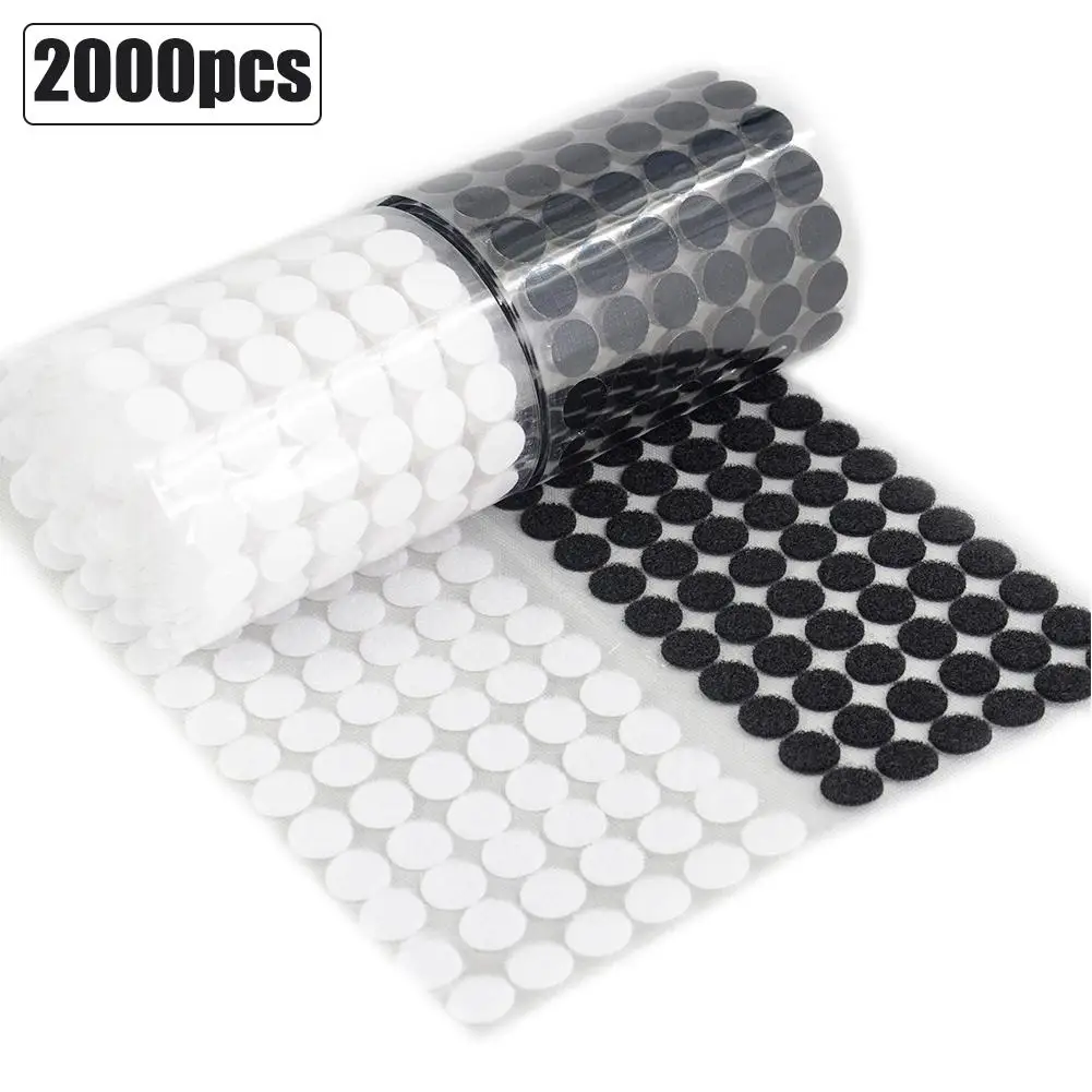 

1000 Pairs 10mm Self Adhesive Fastener Tape Dots Strong Glue Magic Sticker Disc White Black Round Coins Hook Loop Tape