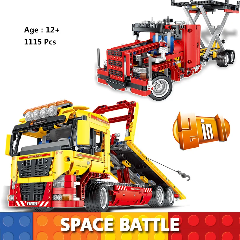 

LELE 38042 20021 Technic Flatbed Truck Building Block Car Bricks Toy Trailer 8109 with Motor Battery Power Funtions