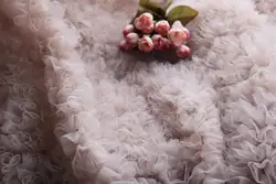 1 ярд Обнаженная Розовый Раффлед ткань, шифонное кружево с розочкой ткань, 3D плиссированная ткань, свадебные фотографии фон, haute couture