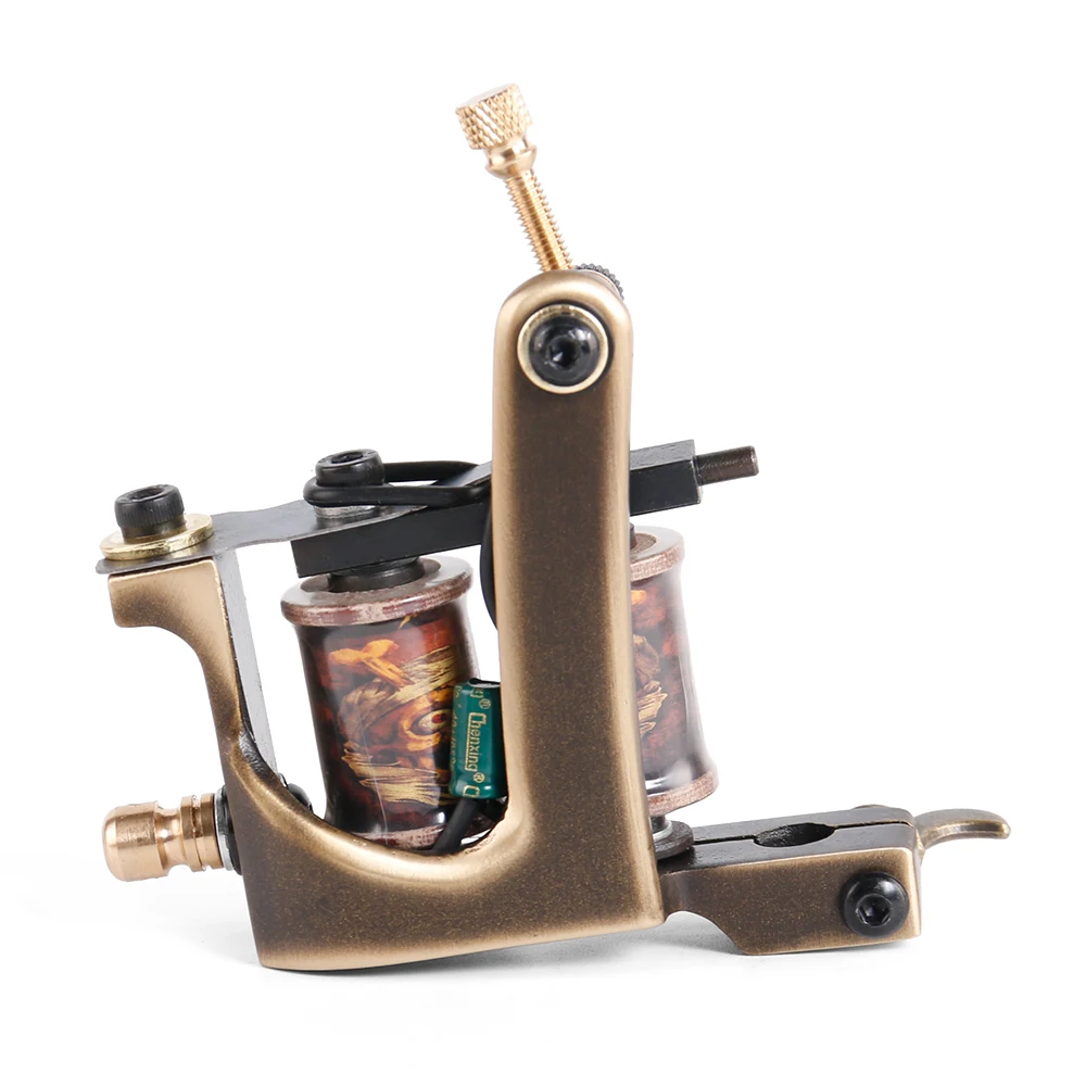 Professional Handmade Tattoo Machine 10 Wrap Coils Copper Frame Custom