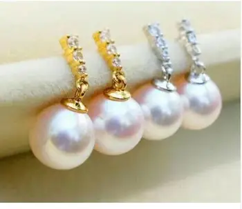 

free shipping>>>>noble jewelry 9-10mm Freshwater pearl earring 925silver