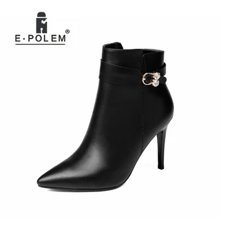 

Fashion Female Boots Punk Rivet Ankle Boots for Women Genuine Leather Chelsea Boots Belt Buckle Zipper Boots