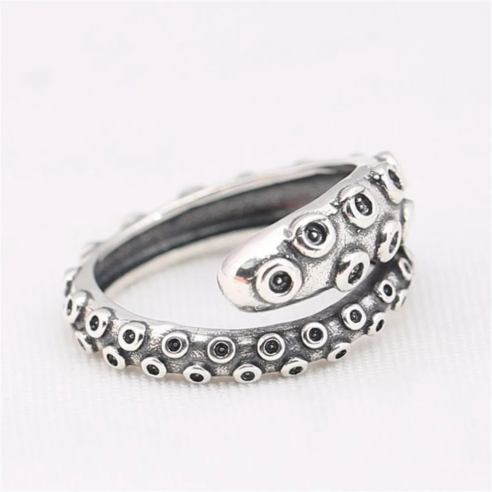 Подлинное 925 пробы Серебряное кольцо в виде осьминога, совместимое с европейскими ювелирными изделиями