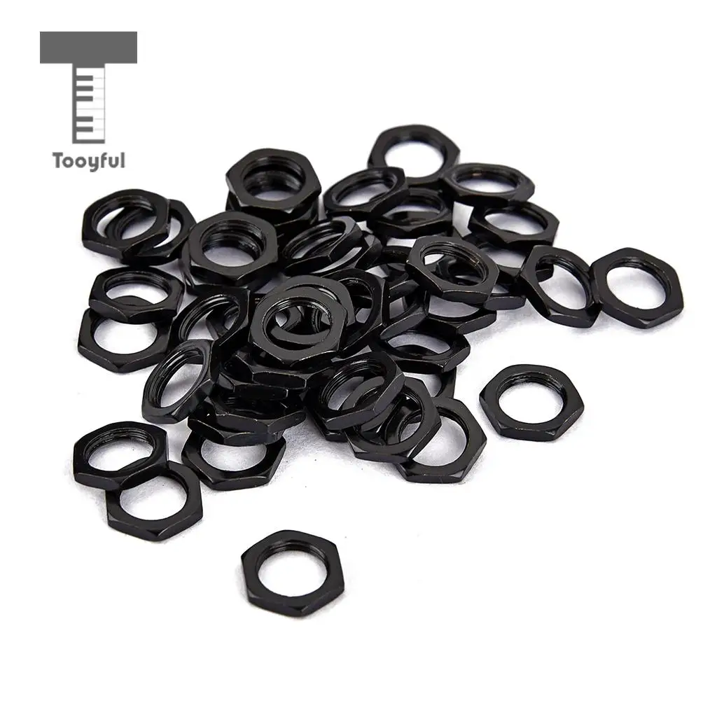Tooyful 50 Pack Guitar Bass Jack Socket Nut Thin Nut for Guitar Parts Accessories 8mm Diameter