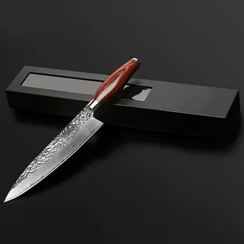 

D096 new damascus steel blade color wood handle stone shape 8 inch damascus knife chef knife 67 layers damascus steel