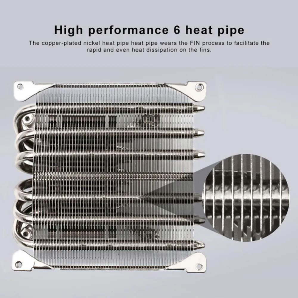 Сверхтонкий 6 тепловых труб Быстрый теплоотвод радиатор настольный процессор Вентилятор Кулер