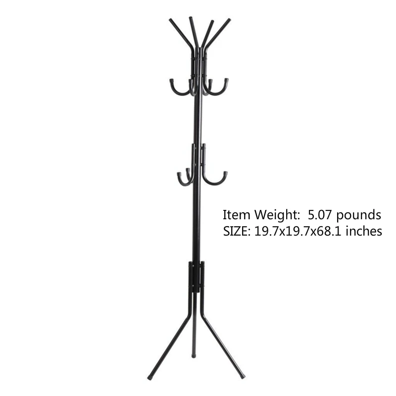 Стоящая стойка для пальто, вешалка для шляп с деревом, 11 крючков для куртки, подставка в виде дерева с базовым металлом(черный