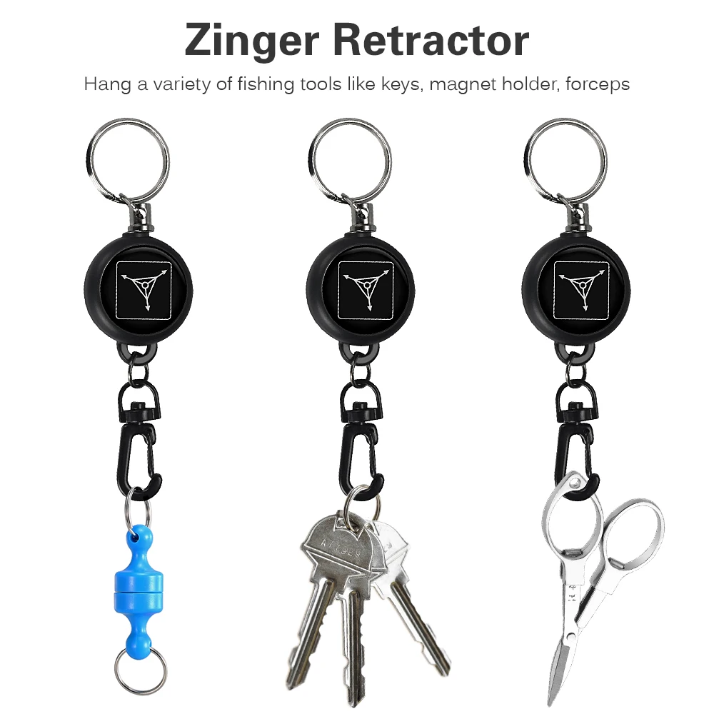 

3pcs Fishing Zinger Retractors Fly Fishing Anglers Vest Pack Tool Gear Outdoor Camping Hiking Keychain Ring
