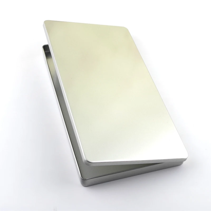 Caja de almacenamiento Rectangular de Metal plateado DIY caja organizadora de lata en blanco caixa organizadora
