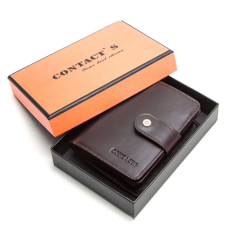 Контакты маленький кошелек мужской натуральная кожа бумажник визитница портмоне мужское кошелёк мужской кошельки - Цвет: coffee box1