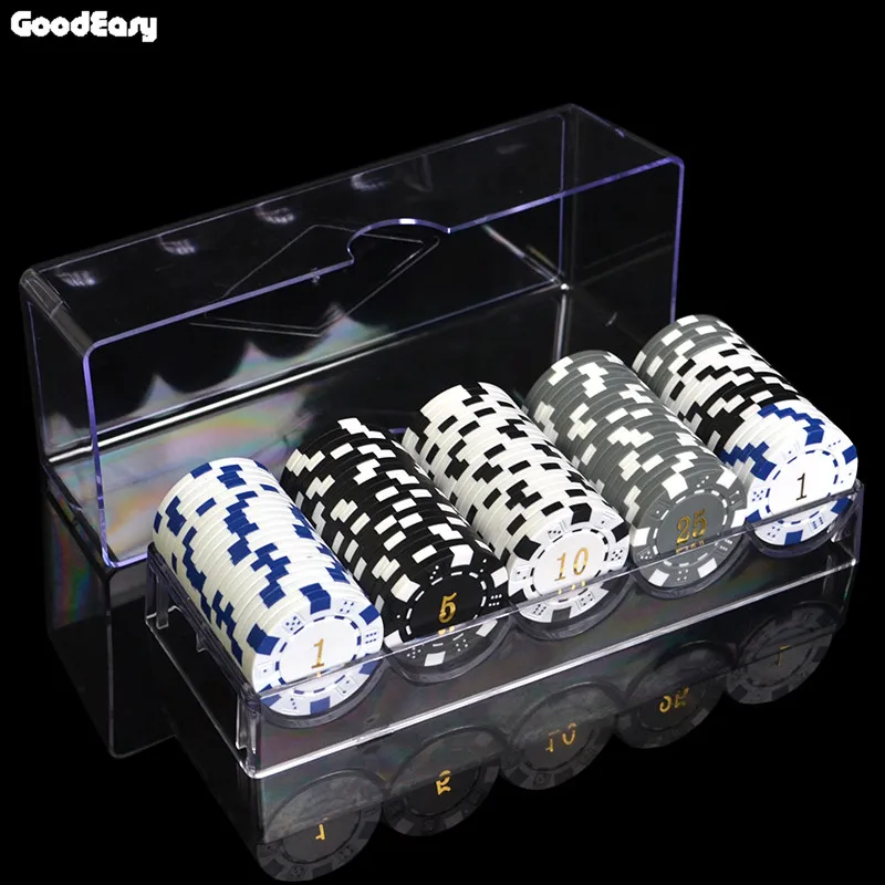 100pcs with lid 100 шт.-1000 шт./компл. 12 наименования 11,5 г/шт. ABS золочение фишки для покера монеты Техасский Холдем игры в покер фишки для покера фишек наборы для ухода за кожей - Цвет: 100pcs with lid