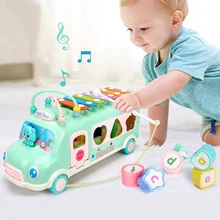 Zhenwei Educational Knocking Piano Bus Multi-Functional Bead Pulling Thread Musical Instrument Noise Maker Toys for Children