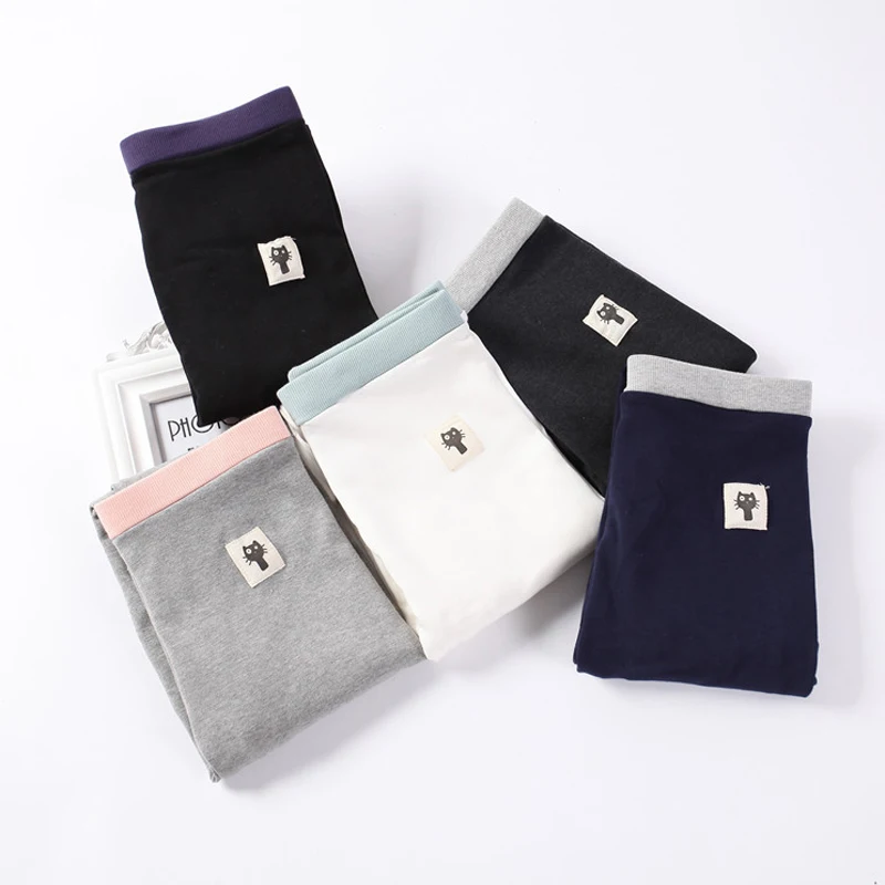 Ryanguage Women Cotton Legging Cat Casual Spring Kitten Patchwork High Waist Thick Large Size Solid Pants Calzas Soft Leggins